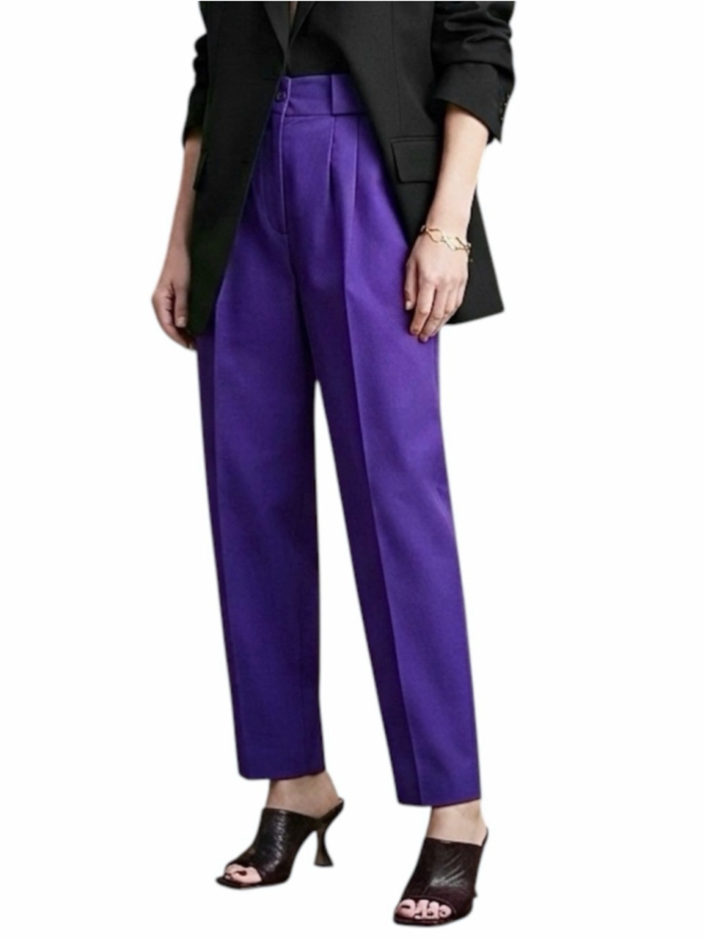 Vintage 80s 90s purple relaxed pleated high rise tapered old money trousers 9